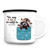 Individueller Emaille Campingbecher Waschbär Geschenk Geburtstag Kindertasse Auf dem Bild ist das Produkt: Individueller Emaille Campingbecher Waschbär Geschenk Geburtstag Kindertasse zum Preis von €18.9 abgebildet.