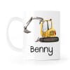 Keramik Tasse bedruckt gelber Bagger Personalisiert Wunschame Kaffeetasse Kaffeebecher Kindertasse 330 ml Auf dem Bild ist das Produkt: Keramik Tasse bedruckt gelber Bagger Personalisiert Wunschame Kaffeetasse Kaffeebecher Kindertasse 330 ml zum Preis von €18.9 abgebildet.