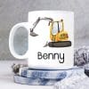 Keramik Tasse bedruckt gelber Bagger Personalisiert Wunschame Kaffeetasse Kaffeebecher Kindertasse 330 ml Auf dem Bild ist das Produkt: Keramik Tasse bedruckt gelber Bagger Personalisiert Wunschame Kaffeetasse Kaffeebecher Kindertasse 330 ml zum Preis von €18.9 abgebildet.