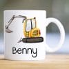 Keramik Tasse bedruckt gelber Bagger Personalisiert Wunschame Kaffeetasse Kaffeebecher Kindertasse 330 ml Auf dem Bild ist das Produkt: Keramik Tasse bedruckt gelber Bagger Personalisiert Wunschame Kaffeetasse Kaffeebecher Kindertasse 330 ml zum Preis von €18.9 abgebildet.