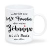 Auf dem Bild ist das Produkt: Keramik Tasse Beste Freundin personalisiert mit Wunschnamen, Geschenk Geburtstag beste Freundin zum Preis von €17.90 abgebildet.