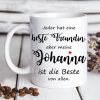 Auf dem Bild ist das Produkt: Keramik Tasse Beste Freundin personalisiert mit Wunschnamen, Geschenk Geburtstag beste Freundin zum Preis von €17.90 abgebildet.