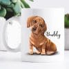 Auf dem Bild ist das Produkt: Keramiktasse bedruckt Hund Dackel mit Wunschnamen Kaffeetasse personalisiert Geschenk Geburtstag 330 ml zum Preis von €18.9 abgebildet.