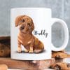 Auf dem Bild ist das Produkt: Keramiktasse bedruckt Hund Dackel mit Wunschnamen Kaffeetasse personalisiert Geschenk Geburtstag 330 ml zum Preis von €18.9 abgebildet.