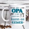 Auf dem Bild ist das Produkt: Keramiktasse bedruckt Wenn Papa oder Opa es nicht reparieren kann Geschenk Geburtstag Vatertag 330ml zum Preis von €15.90 abgebildet.