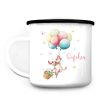 Kindertasse Campingbecher Emaille Maus mit Luftballons Geschenk personalisiert mit Wunschnamen Auf dem Bild ist das Produkt: Kindertasse Campingbecher Emaille Maus mit Luftballons Geschenk personalisiert mit Wunschnamen zum Preis von €18.9 abgebildet.