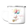 Kindertasse Campingbecher Emaille Maus mit Luftballons Geschenk personalisiert mit Wunschnamen Auf dem Bild ist das Produkt: Kindertasse Campingbecher Emaille Maus mit Luftballons Geschenk personalisiert mit Wunschnamen zum Preis von €18.9 abgebildet.