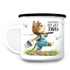 Kindertasse Emaille Becher Katze angeln Angel personalisiert mit Wunschname Auf dem Bild ist das Produkt: Kindertasse Emaille Becher Katze angeln Angel personalisiert mit Wunschname zum Preis von €18.9 abgebildet.