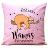 Kissen Faultier Mamas Schnarchecke Geschenk Geburtstag Mutter Auf dem Bild ist das Produkt: Kissen Faultier Mamas Schnarchecke Geschenk Geburtstag Mutter zum Preis von €15.90 abgebildet.