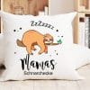 Auf dem Bild ist das Produkt: Kissen Faultier Mamas Schnarchecke Polyester 40 x 40 cm weiß Geschenk Geburtstag Mama inkl. Füllung zum Preis von €11.90 abgebildet.