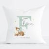 Auf dem Bild ist das Produkt: Kissen Geburt Reh Namen Geburtsdatum und Anfangsbuchstaben Geschenk zur Geburt personalisiertes Geburtskissen zum Preis von €16.90 abgebildet.