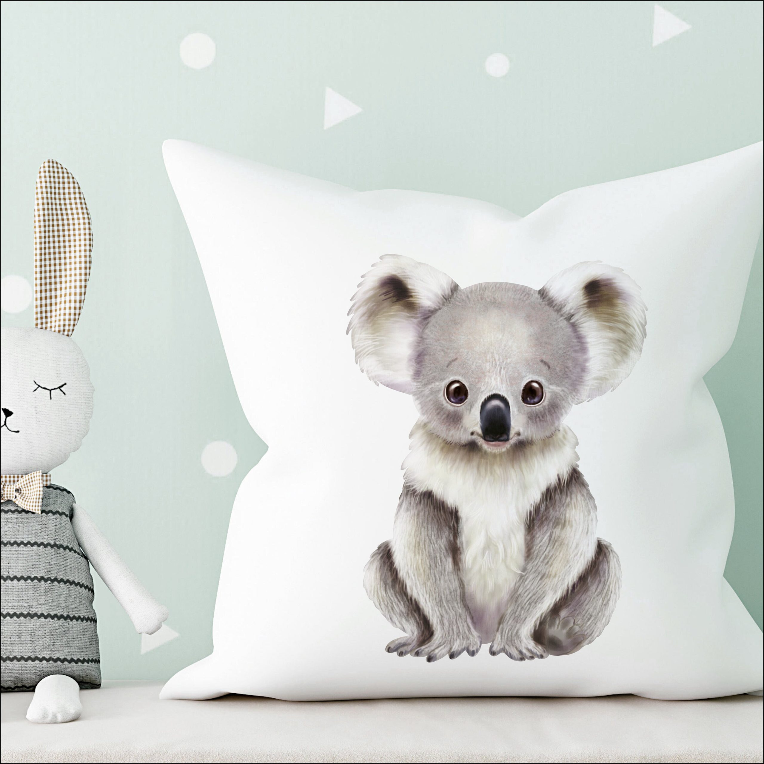 Kissen bedruckt mit Aufdruck Koalabär Dekokissen 40 x 40 cm mit oder ohne Füllung Geschenk