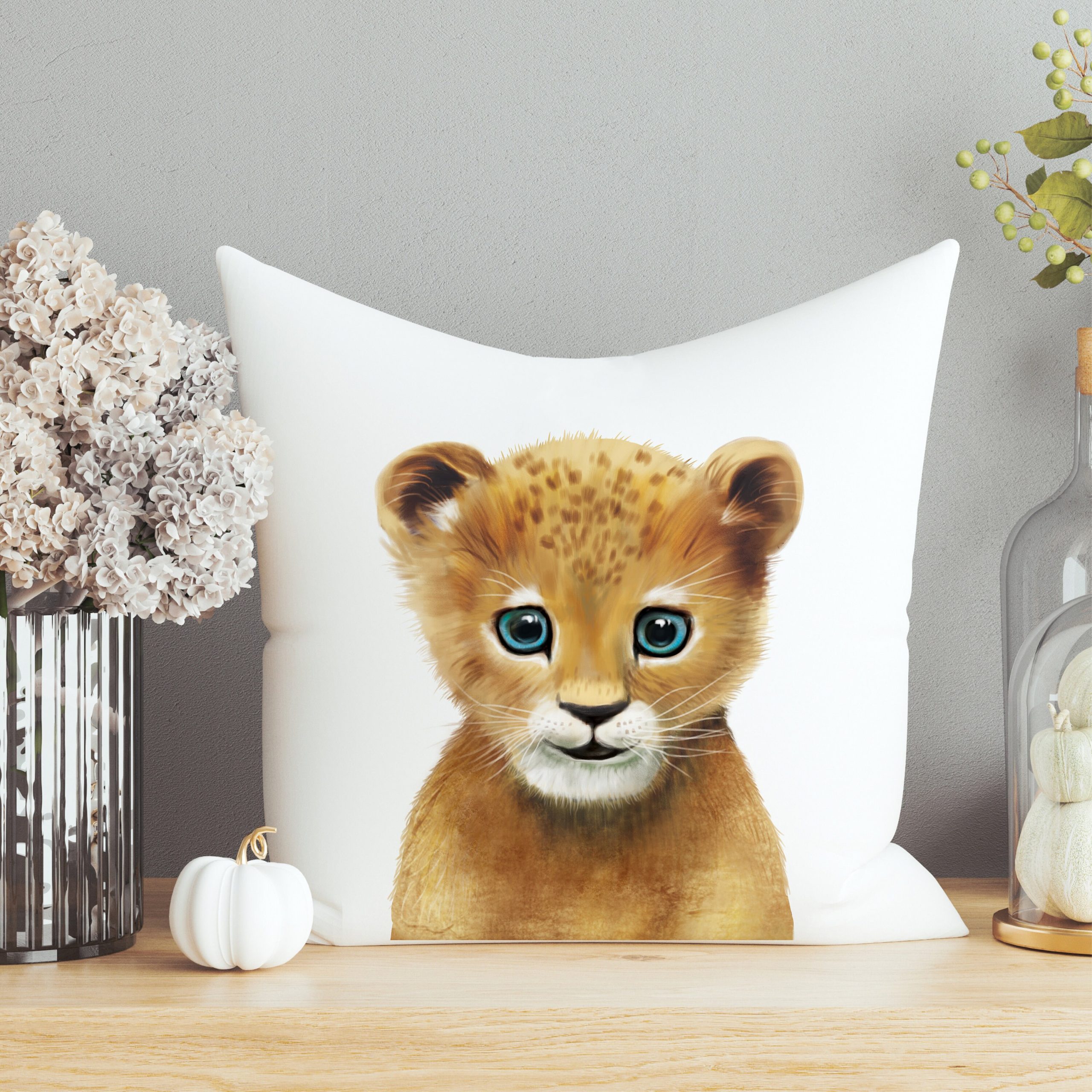 Kissen bedruckt mit Löwen Polyester Dekokissen 40 x 40 cm mit oder ohne Füllung Geschenk