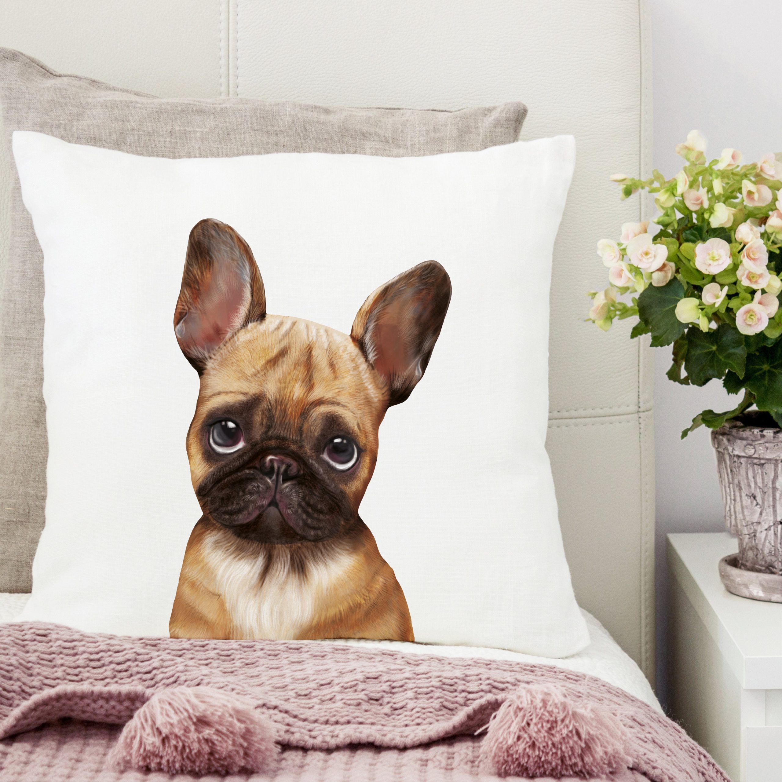 Kissen bedruckt mit Hund Französische Bulldogge, Geschenk für einen Hundebesitzer