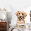 Auf dem Bild ist das Produkt: Kissen bedruckt mit Hund Golden Retriever, Geschenk für einen Hundebesitzer zum Preis von €11.90 abgebildet.