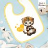 Auf dem Bild ist das Produkt: Bedrucktes Babylätzchen Katze Kätzchen Herz mit Klettverschluss Wunschnamen Individuell Kinder Lätzchen Kleinkind zum Preis von €14.90 abgebildet.