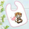 Auf dem Bild ist das Produkt: Bedrucktes Babylätzchen Katze Kätzchen Herz mit Klettverschluss Wunschnamen Individuell Kinder Lätzchen Kleinkind zum Preis von €14.90 abgebildet.