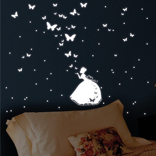 Leuchtaufkleber Prinzessin Sterne Wanddeko Kinderzimmer Leuchtsterne Leuchtsticker Sternenhimmel