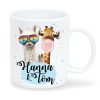 Auf dem Bild ist das Produkt: Tasse bedruckt Lama und Giraffe personalisiert mit Wunschnamen, Geschenk beste Freundin zum Preis von €17.90 abgebildet.