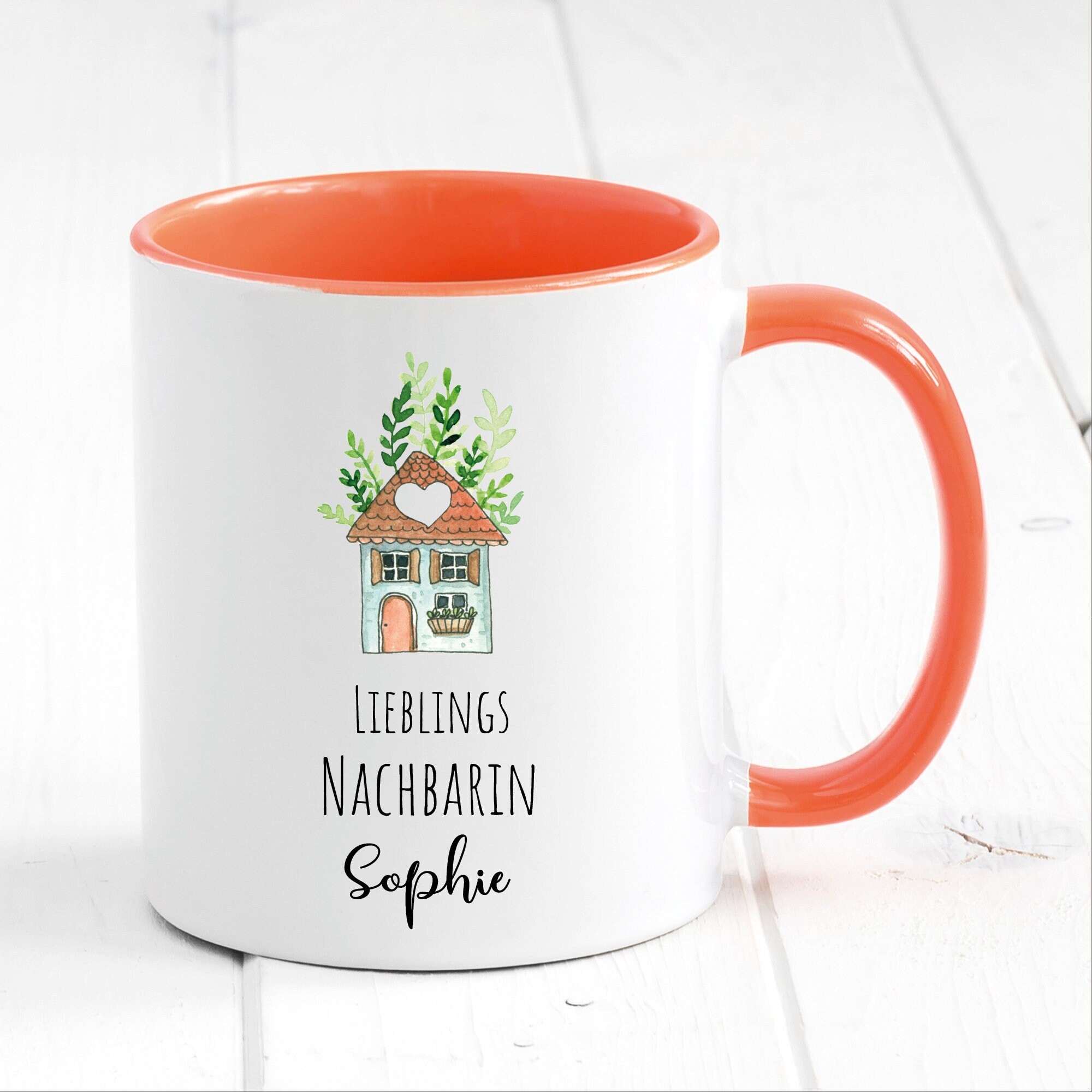 Tasse bedruckt Lieblingsnachbarin mit Wunschnamen, Geschenk Geburtstag Kaffeetasse Kaffeebecher, Weihnachtsgeschenk