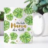 Auf dem Bild ist das Produkt: Tasse bedruckt Monsterablätter Die beste Mama der Welt, Kaffeetasse, Geschenk Geburtstag, Weihnachtsgeschenk zum Preis von €16.9 abgebildet.
