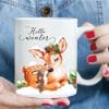 Auf dem Bild ist das Produkt: Tasse bedruckt Reh mit Hase Hello winter Geschenk Weihnachten Nikolausgeschenk Glühweintasse zum Preis von €15.90 abgebildet.
