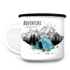 Tasse Campingbecher Emaille Berge und blaues Zelt, Adventure begins, Reisen Urlaub, Geschenk Geburtstag Camper Auf dem Bild ist das Produkt: Tasse Campingbecher Emaille Berge und blaues Zelt, Adventure begins, Reisen Urlaub, Geschenk Geburtstag Camper zum Preis von €18.90 abgebildet.