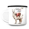 Auf dem Bild ist das Produkt: Tasse Campingbecher Emaille Lama und Faultier beste Freunde personalisiert mit Wunschnamen zum Preis von €18.9 abgebildet.