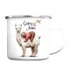 Auf dem Bild ist das Produkt: Tasse Campingbecher Emaille Lama und Faultier beste Freunde personalisiert mit Wunschnamen zum Preis von €18.9 abgebildet.