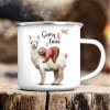 Auf dem Bild ist das Produkt: Tasse Campingbecher Emaille Lama und Faultier beste Freunde personalisiert mit Wunschnamen zum Preis von €18.9 abgebildet.