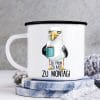 Auf dem Bild ist das Produkt: Tasse Emaille Campingbecher Möwe Zu früh zu kalt zu Montag maritim Ostsee Geschenkidee zum Preis von €18.9 abgebildet.