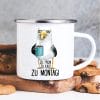 Auf dem Bild ist das Produkt: Tasse Emaille Campingbecher Möwe Zu früh zu kalt zu Montag maritim Ostsee Geschenkidee zum Preis von €18.9 abgebildet.