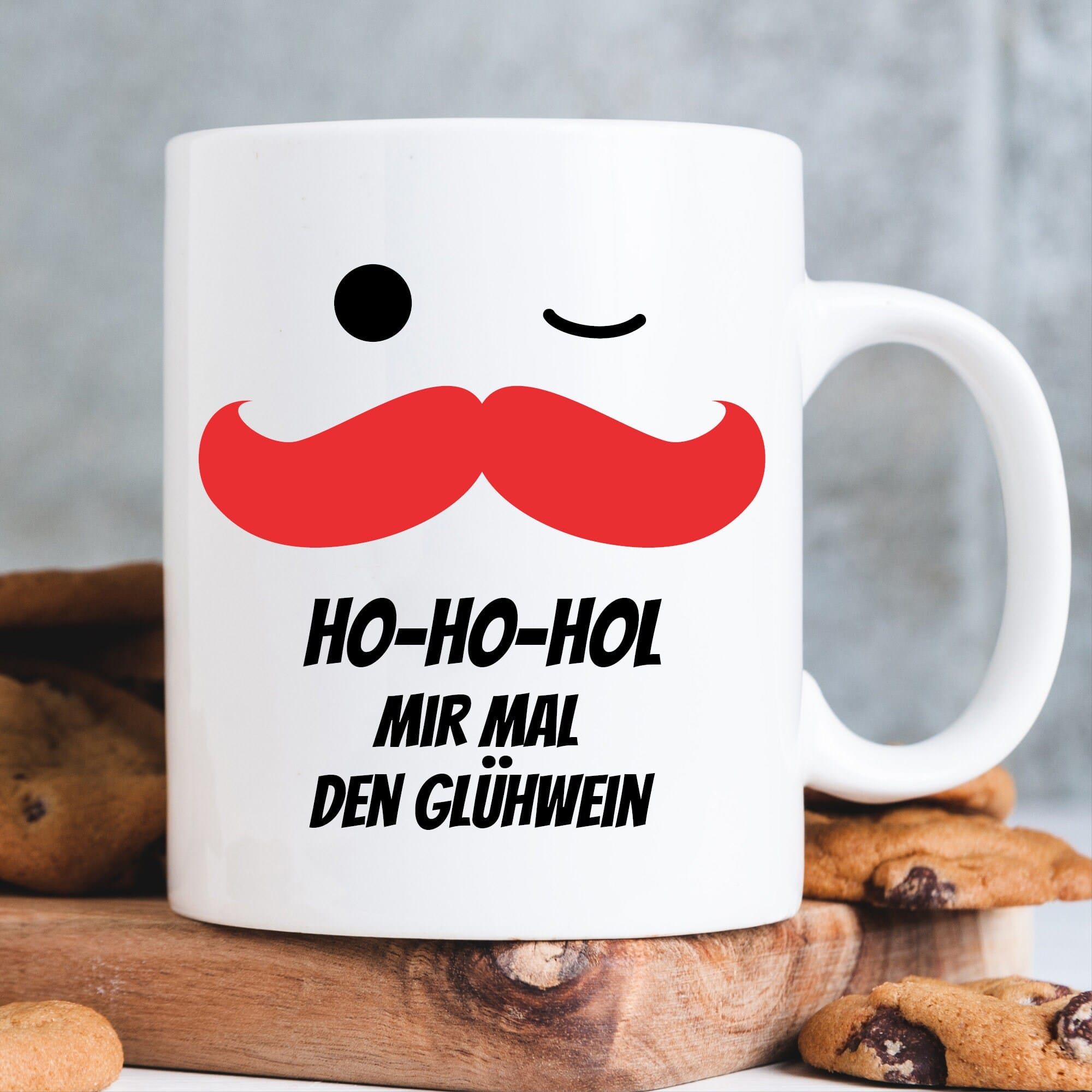 Bedruckte Tasse für die Weihnachtszeit Bart Ho Ho Glühweintasse