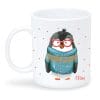 Auf dem Bild ist das Produkt: Tasse Winter bedruckt Pinguin mit blauem Pulli Pinguintasse personalisierbar mit Wunschnamen Penguin zum Preis von €18.9 abgebildet.