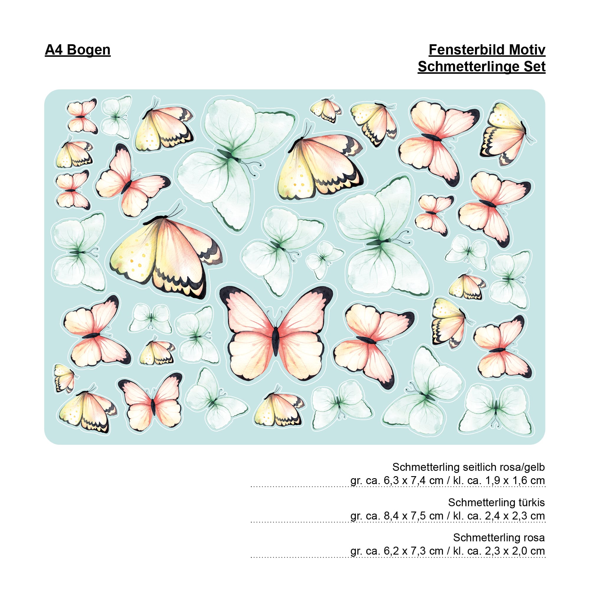 Auf dem Bild ist das Produkt: Fensterbild Frühling Ostern wiederverwendbar 25 Schmetterlinge im Set Fensterdeko Kinderzimmer Kind zum Preis von €13.90 abgebildet.