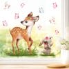 Auf dem Bild ist das Produkt: Fensterbild Frühling Ostern Reh mit Hasen und Schmetterlingen Wiederverwendbare Fensterdeko Kinderzimmer Kind zum Preis von €13.9 abgebildet.