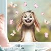 Auf dem Bild ist das Produkt: Fensterbild Frühling Ostern Hase bunte Schmetterlinge Wiederverwendbare Fensterdeko Kinderzimmer Kind, Osterdeko, Frühlingsdeko zum Preis von €13.90 abgebildet.