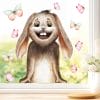 Auf dem Bild ist das Produkt: Fensterbild Frühling Ostern Hase bunte Schmetterlinge Wiederverwendbare Fensterdeko Kinderzimmer Kind, Osterdeko, Frühlingsdeko zum Preis von €13.90 abgebildet.