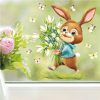 Auf dem Bild ist das Produkt: Fensterbild Frühling Ostern Hase Blumenstrauß Schmetterlinge Fensterdeko Wiederverwendbar Kinder Frühlingsdeko Osterdeko zum Preis von €13.90 abgebildet.