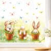 Auf dem Bild ist das Produkt: Fensterbild Frühling Ostern 3 Hasen im Blumentopf mit Schmetterlingen Fensterdeko Kinderzimmer Kind Frühlingsdeko zum Preis von €13.90 abgebildet.