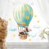 Auf dem Bild ist das Produkt: Wiederverwendbares Fensterbild Frühling Ostern Hase im Heißluftballon Fensterdeko Kinderzimmer Kind Frühlingsdeko zum Preis von €13.90 abgebildet.