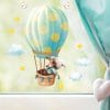 Auf dem Bild ist das Produkt: Wiederverwendbares Fensterbild Frühling Ostern Hase im Heißluftballon Fensterdeko Kinderzimmer Kind Frühlingsdeko zum Preis von €13.90 abgebildet.