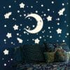 Auf dem Bild ist das Produkt: Fluoreszierende Leuchtaufkleber Mond und Sterne mit Gesichtern, Dekoration Kinderzimmer zum Preis von €18.9 abgebildet.
