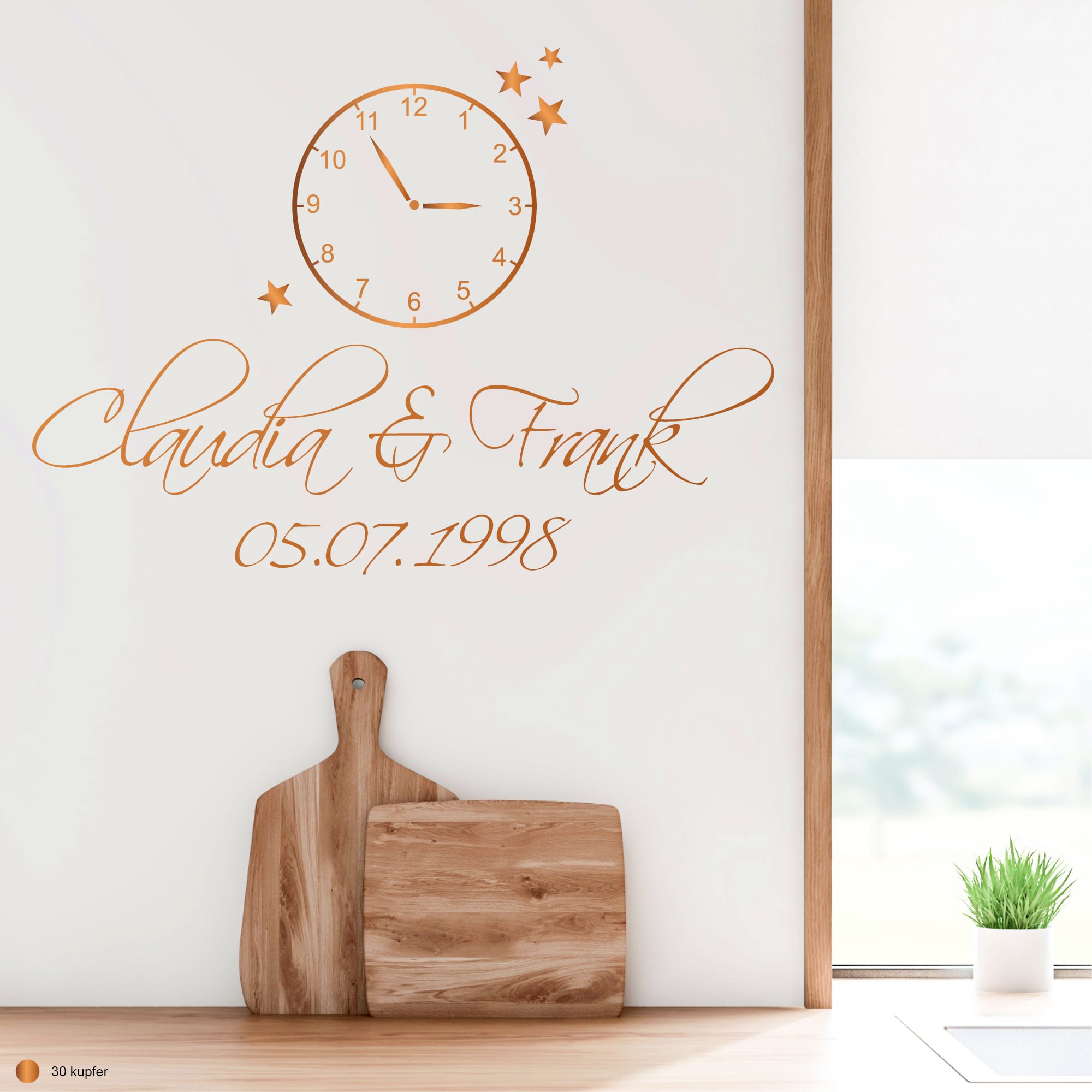 Auf dem Bild ist das Produkt: Wandtattoo In diesen Momenten stand unsere Zeit zusätzliche Uhr für Wandbild 10976 zum Preis von €9.9 abgebildet.