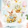 Auf dem Bild ist das Produkt: Fensterbild Set Frühling Ostern Hasen im Auto mit Schmetterlingen Ostereiern Küken Lamm & Blumen Fensterdeko Frühlingsdeko zum Preis von €13.9 abgebildet.