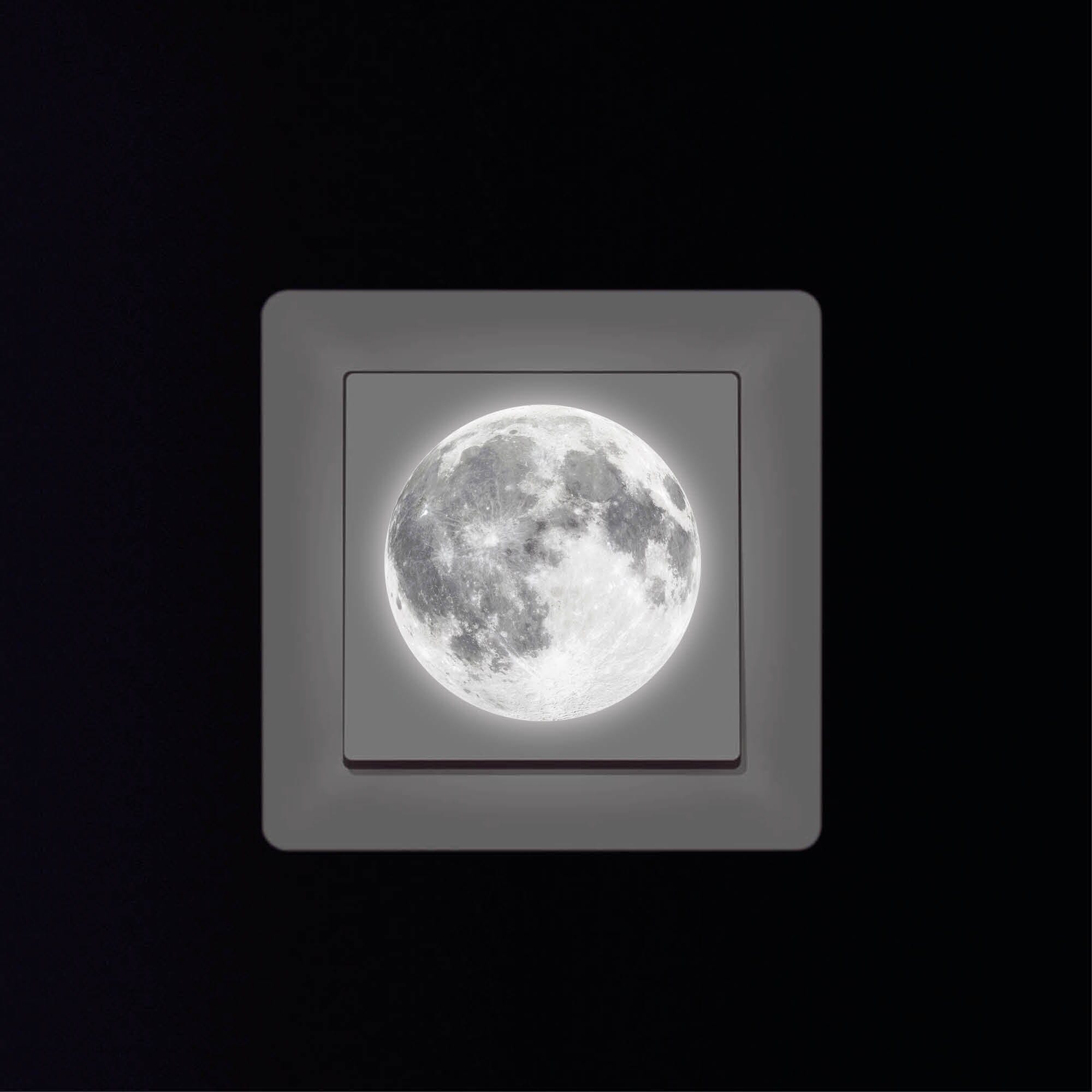 Leuchtaufkleber Kinderzimmer Mini 4,3 cm Mond im Dunklen Lichtschalter