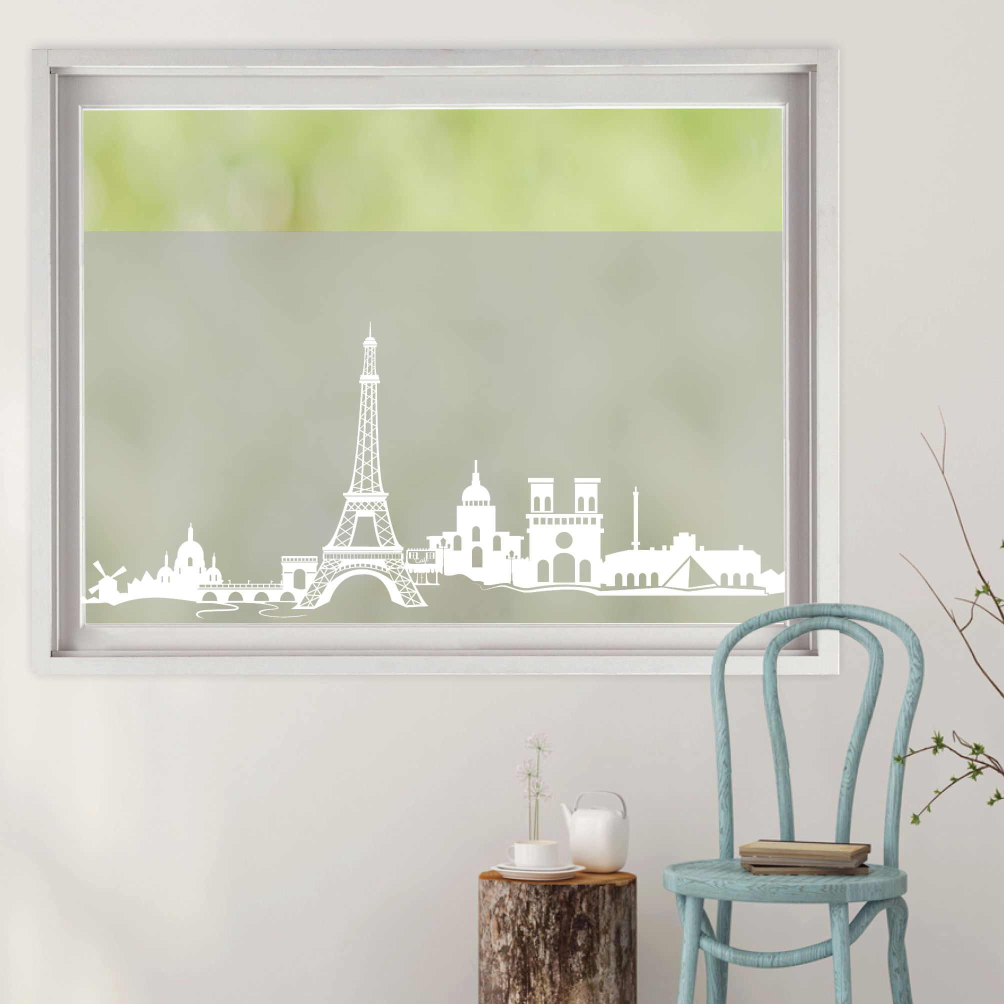 Auf dem Bild ist das Produkt: Sichtschutzfolie Wiederverwendbar Paris Eiffelturm Frankreich Fensterfolie Fensterdeko Milchglasfolie zum Preis von €24.9 abgebildet.