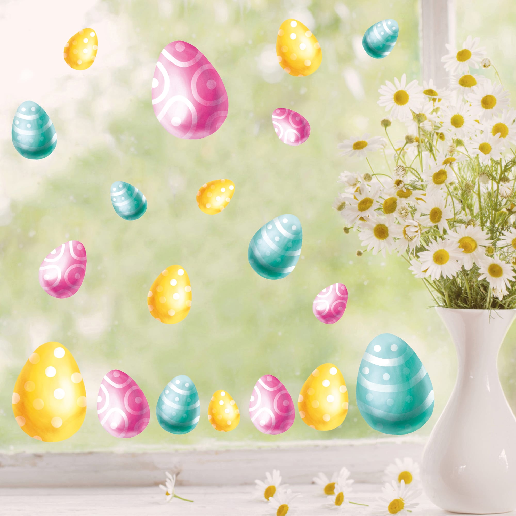 Fensterbild Frühling Ostern Ostereier bunt Set Fensterdeko Kinderzimmer Kind, Frühlingsdeko, Osterdeko