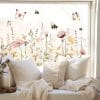 Auf dem Bild ist das Produkt: Fensterbild Feld- und Wiesenblumen wiederverwendbar pastell Blumenwiese mit Schmetterlingen Hummeln Fensterdekoration zum Preis von €13.9 abgebildet.