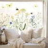Auf dem Bild ist das Produkt: Fensterbild Feldblumen Wiese Wildblumen Frühling Wildgras Gräser Blumenwiese mit Hummeln Schmetterlingen Fensterdekoration zum Preis von €13.9 abgebildet.